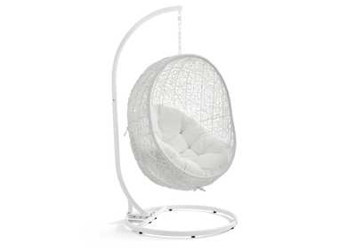 White Hide Outdoor Patio Swing Chair With Stand