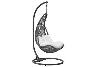 Gray White Abate Outdoor Patio Swing Chair With Stand