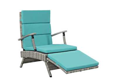 Image for Light Gray Turquoise Envisage Chaise Outdoor Patio Wicker Rattan Lounge Chair