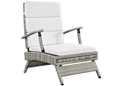 Light Gray White Envisage Chaise Outdoor Patio Wicker Rattan Lounge Chair