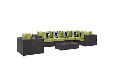 Espresso Peridot Convene 7 Piece Outdoor Patio Sectional Set