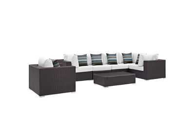 Espresso White Convene 7 Piece Outdoor Patio Sectional Set