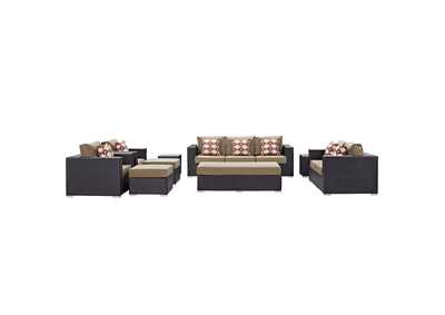 Espresso Mocha Convene 9 Piece Outdoor Patio Sofa Set