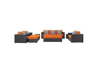 Espresso Orange Convene 9 Piece Outdoor Patio Sofa Set