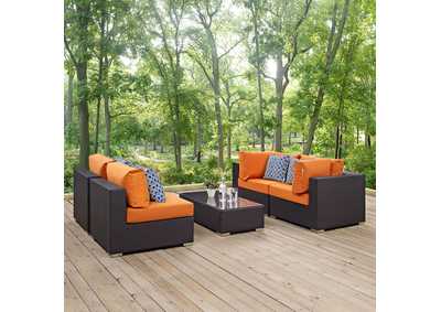 Espresso Orange Convene 5 Piece Outdoor Patio Sectional Set