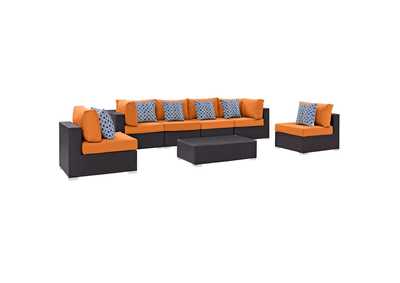 Image for Espresso Orange Convene 7 Piece Outdoor Patio Sectional Set