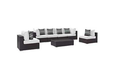 Image for Espresso White Convene 7 Piece Outdoor Patio Sectional Set