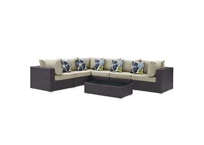 Image for Espresso Beige Convene 7 Piece Outdoor Patio Sectional Set