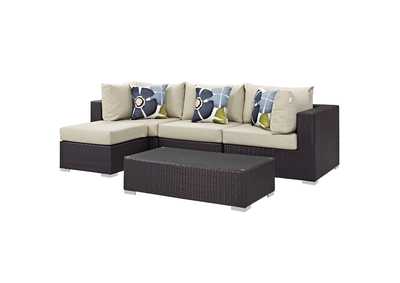 Image for Espresso Beige Convene 5 Piece Outdoor Patio Sectional Set