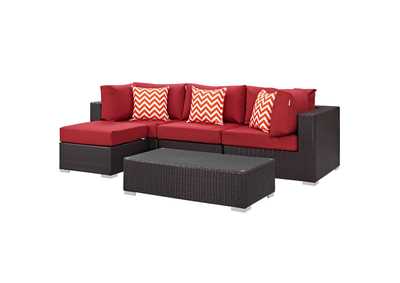 Image for Espresso Red Convene 5 Piece Outdoor Patio Sectional Set