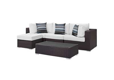 Image for Espresso White Convene 5 Piece Outdoor Patio Sectional Set