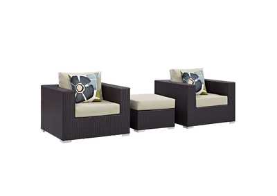 Image for Espresso Beige Convene 3 Piece Outdoor Patio Sofa Set