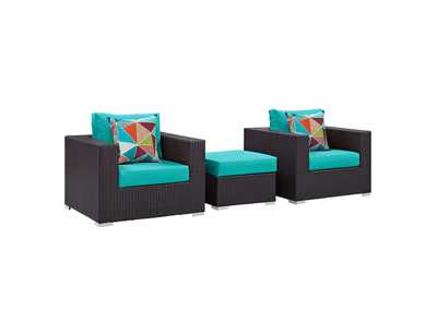 Image for Espresso Turquoise Convene 3 Piece Outdoor Patio Sofa Set