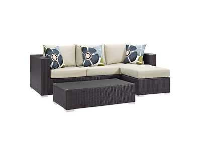 Image for Espresso Beige Convene 3 Piece Outdoor Patio Sofa Set