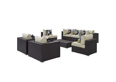 Image for Espresso Beige Convene 8 Piece Outdoor Patio Sectional Set