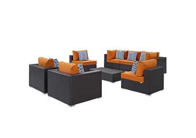 Image for Espresso Orange Convene 8 Piece Outdoor Patio Sectional Set