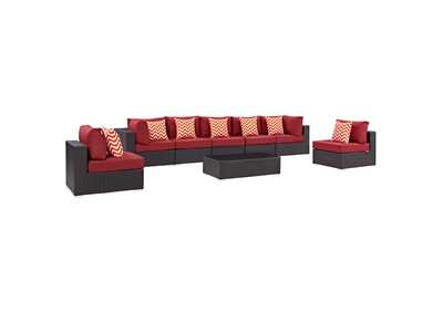 Image for Espresso Red Convene 8 Piece Outdoor Patio Sectional Set