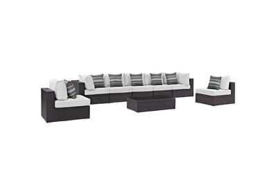 Image for Espresso White Convene 8 Piece Outdoor Patio Sectional Set