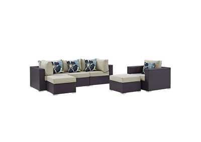 Image for Espresso Beige Convene 6 Piece Outdoor Patio Sectional Set