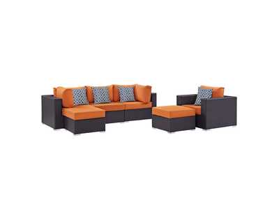 Image for Espresso Orange Convene 6 Piece Outdoor Patio Sectional Set