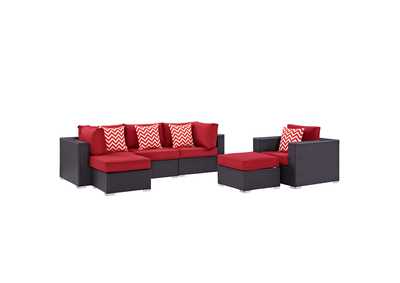 Image for Espresso Red Convene 6 Piece Outdoor Patio Sectional Set