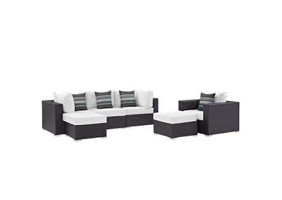 Image for Espresso White Convene 6 Piece Outdoor Patio Sectional Set