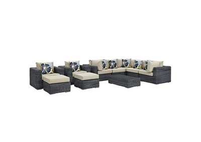 Image for Canvas Antique Beige Summon 10 Piece Outdoor Patio Sunbrella