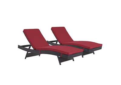 Image for Espresso Red Convene Chaise Outdoor Patio [Set of 2]