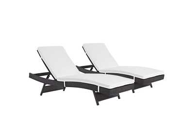 Image for Espresso White Convene Chaise Outdoor Patio [Set of 2]