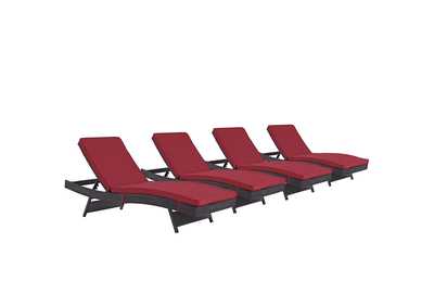 Image for Espresso Red Convene Chaise Outdoor Patio [Set of 4]