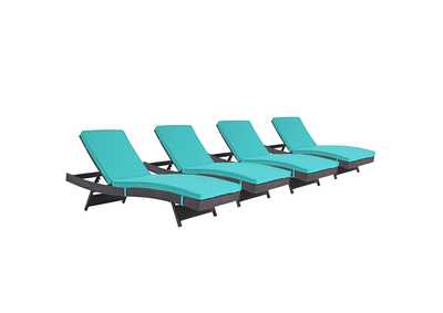 Image for Espresso Turquoise Convene Chaise Outdoor Patio [Set of 4]