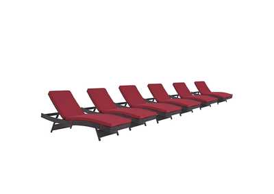 Image for Espresso Red Convene Chaise Outdoor Patio [Set of 6]