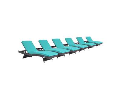 Image for Espresso Turquoise Convene Chaise Outdoor Patio [Set of 6]