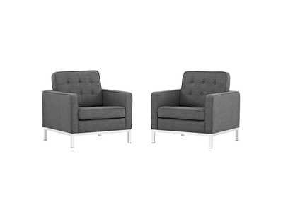 Image for Gray Loft Arm Chairs Upholstered Fabric [Set of 2]