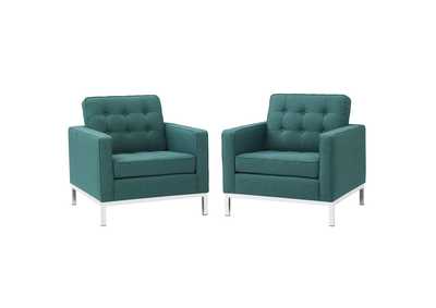 Image for Teal Loft Arm Chairs Upholstered Fabric [Set of 2]