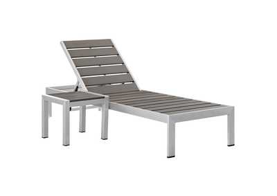 Image for Shore Silver Gray 2 Piece Outdoor Patio Aluminum Set