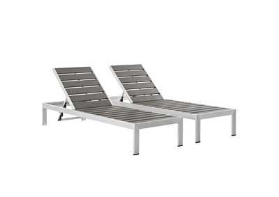 Image for Silver Gray Shore Chaise Outdoor Patio Aluminum [Set of 2]