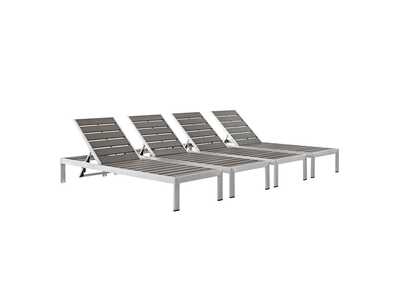 Image for Shore Silver Gray Chaise Outdoor Patio Aluminum [Set of 4]