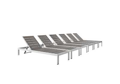 Image for Silver Gray Shore Chaise Outdoor Patio Aluminum [Set of 6]