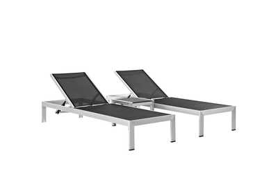 Image for Silver Black Shore 3 Piece Outdoor Patio Aluminum Set