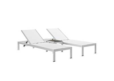 Image for Silver White Shore 3 Piece Outdoor Patio Aluminum Set