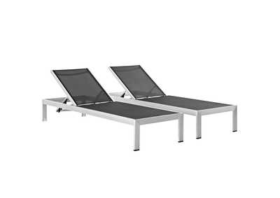 Image for Silver Black Shore Chaise Outdoor Patio Aluminum [Set of 2]