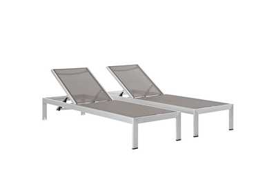Image for Silver Gray Shore Chaise Outdoor Patio Aluminum [Set of 2]