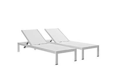 Image for Silver White Shore Chaise Outdoor Patio Aluminum [Set of 2]