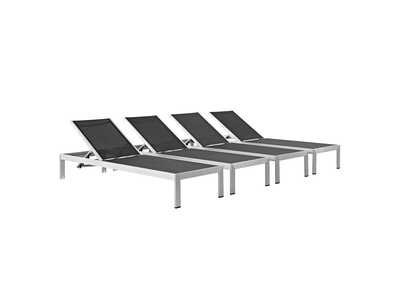 Image for Silver Black Shore Chaise Outdoor Patio Aluminum [Set of 4]