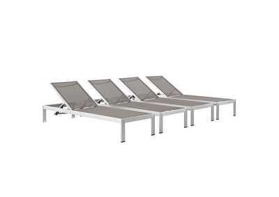 Image for Shore Silver Gray Chaise Outdoor Patio Aluminum [Set of 4]