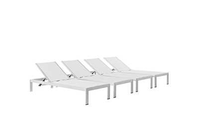 Image for Silver White Shore Chaise Outdoor Patio Aluminum [Set of 4]