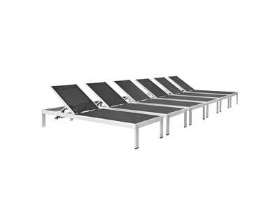 Image for Silver Black Shore Chaise Outdoor Patio Aluminum [Set of 6]