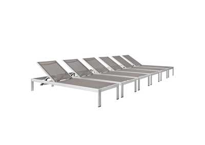 Image for Silver Gray Shore Chaise Outdoor Patio Aluminum [Set of 6]