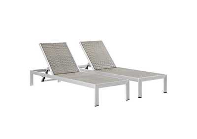 Image for Silver Gray Shore Chaise Outdoor Patio Aluminum [Set of 2]
